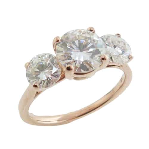Three Stone yellow gold engagement ring